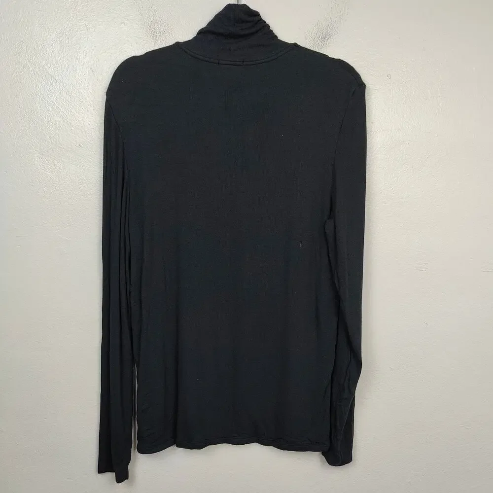 ATM Roll-Neck Ribbed Jersey T-Shirt Mens Large Black Micro Modal Layered Stretch_4